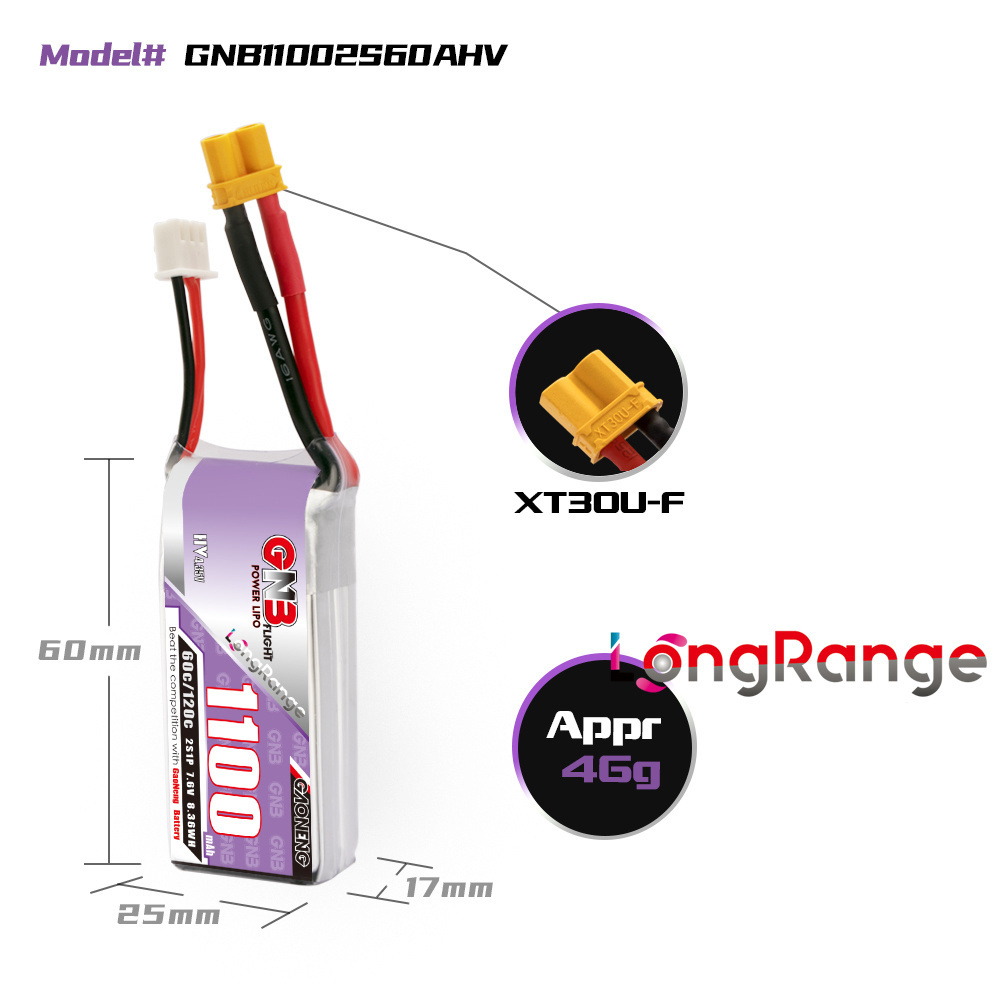 GNB 1100mAh 2S 3S 4S 6S 60C/12 - Drone Battery 6S review and price